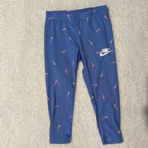 Nike Blue Leggings with Pink Swoosh